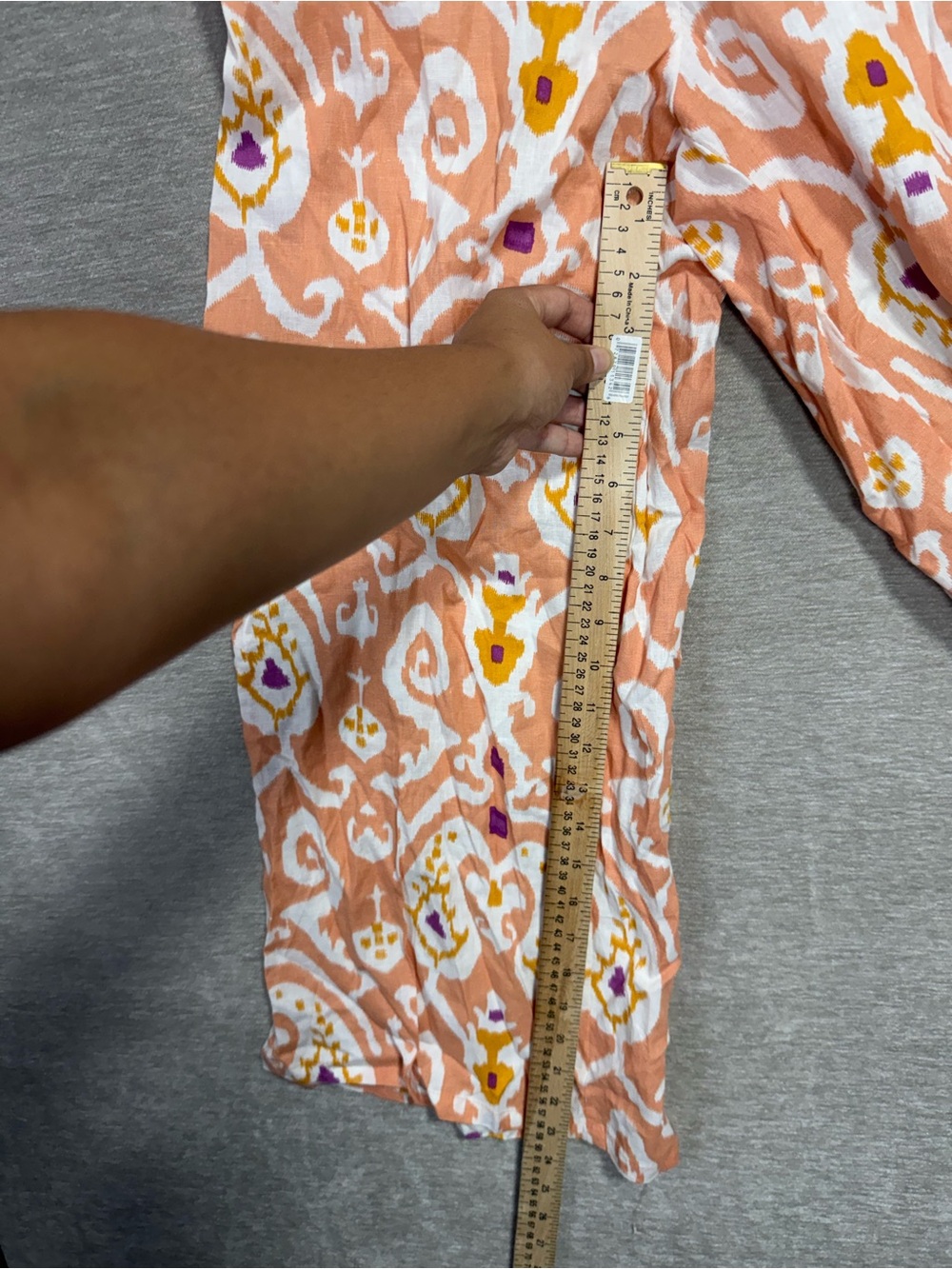 Christian Siriano Linen Rayon Wide Leg Pants Ikat Print Peach Purple Size L - Picture 10 of 10